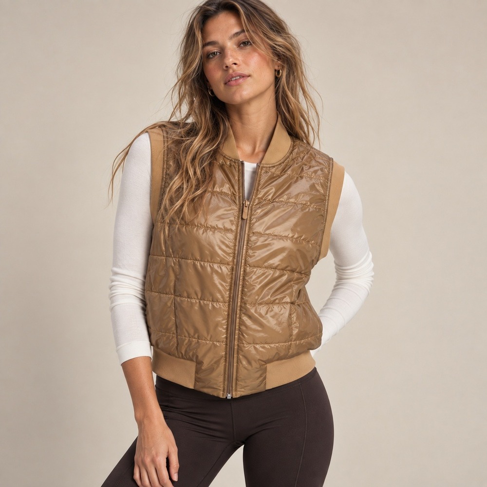 Lululemon Non Stop Reversible Puffer Vest Bold Beige Sz 12